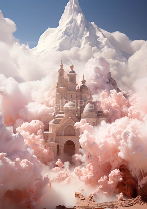 ancient ephemeral landscapes of ornate beige domed architecture amidst rocky terrain