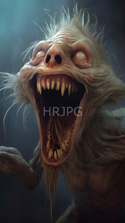 High Resolution: Monstrous grotesque creatures with exposed wrinkled flesh in cool detached environments download. | HRJPG.com