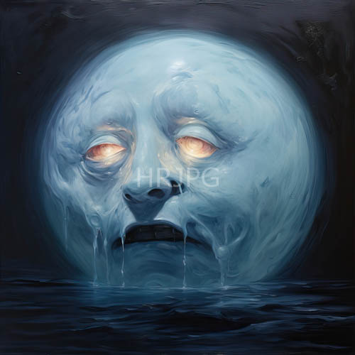 nocturnal water surfaces reveal glowing orange eyes on faces