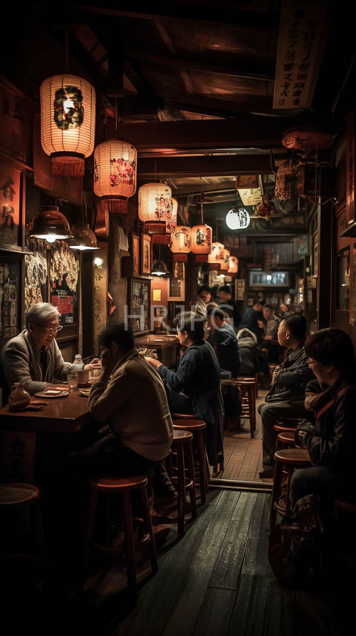 japanese restaurants feature intimate lighting with red calligraphy adorned lanterns on wooden floors and walls