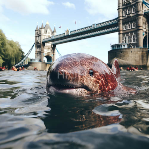 High Resolution: Majestic orca glides through Thames waters beneath Londons iconic Tower Bridge download. | HRJPG.com