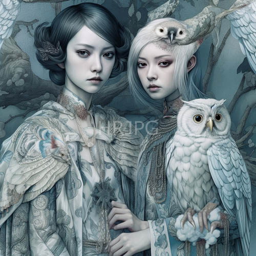 High Resolution: Mystical Realm of Moonlit Elegance and Ancient Wisdom Interwoven with Intricate Textures download. | HRJPG.com