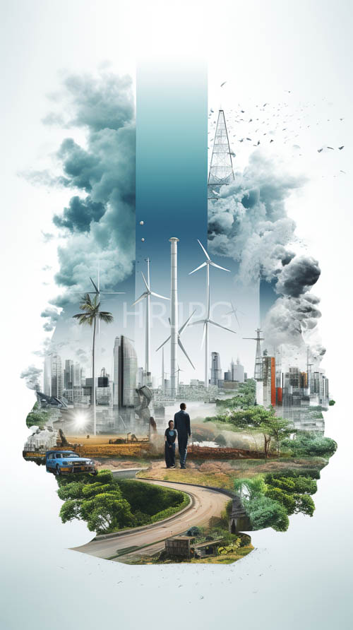 two figures embark on an earthly path amidst modern cityscape development